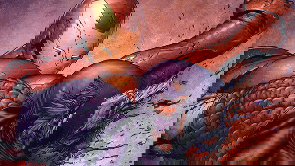 Homem de Ferro lutando contra Capitão América