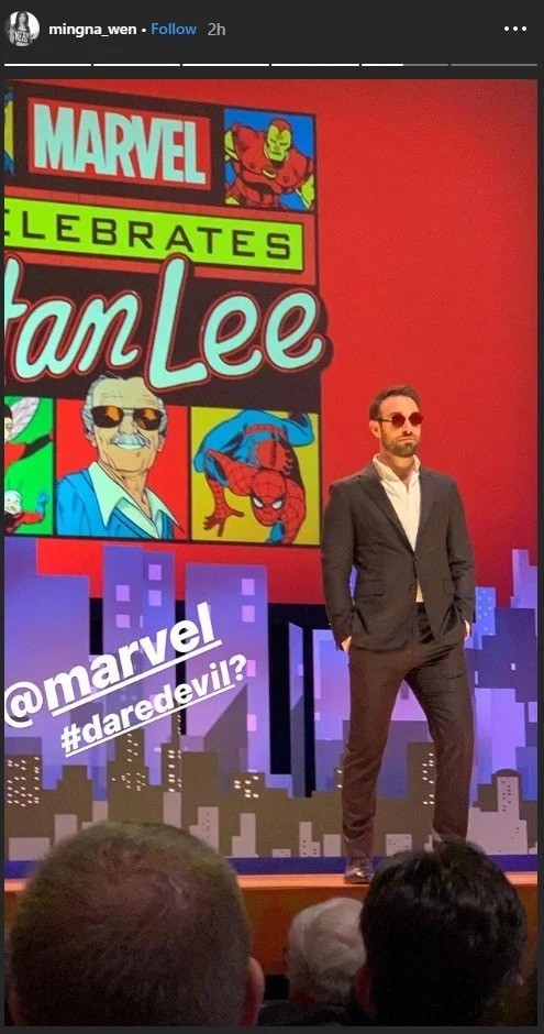 Storie mostrando Charlie Cox como Matt Murdock no evento
