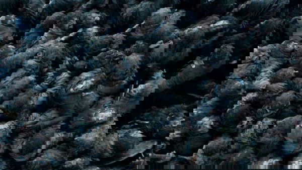 Jon sufocando no meio de suas tropas