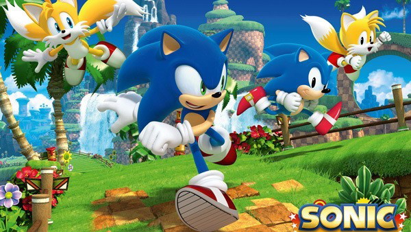 Caricatura menino e jogo game sonic aniversário 5 anos